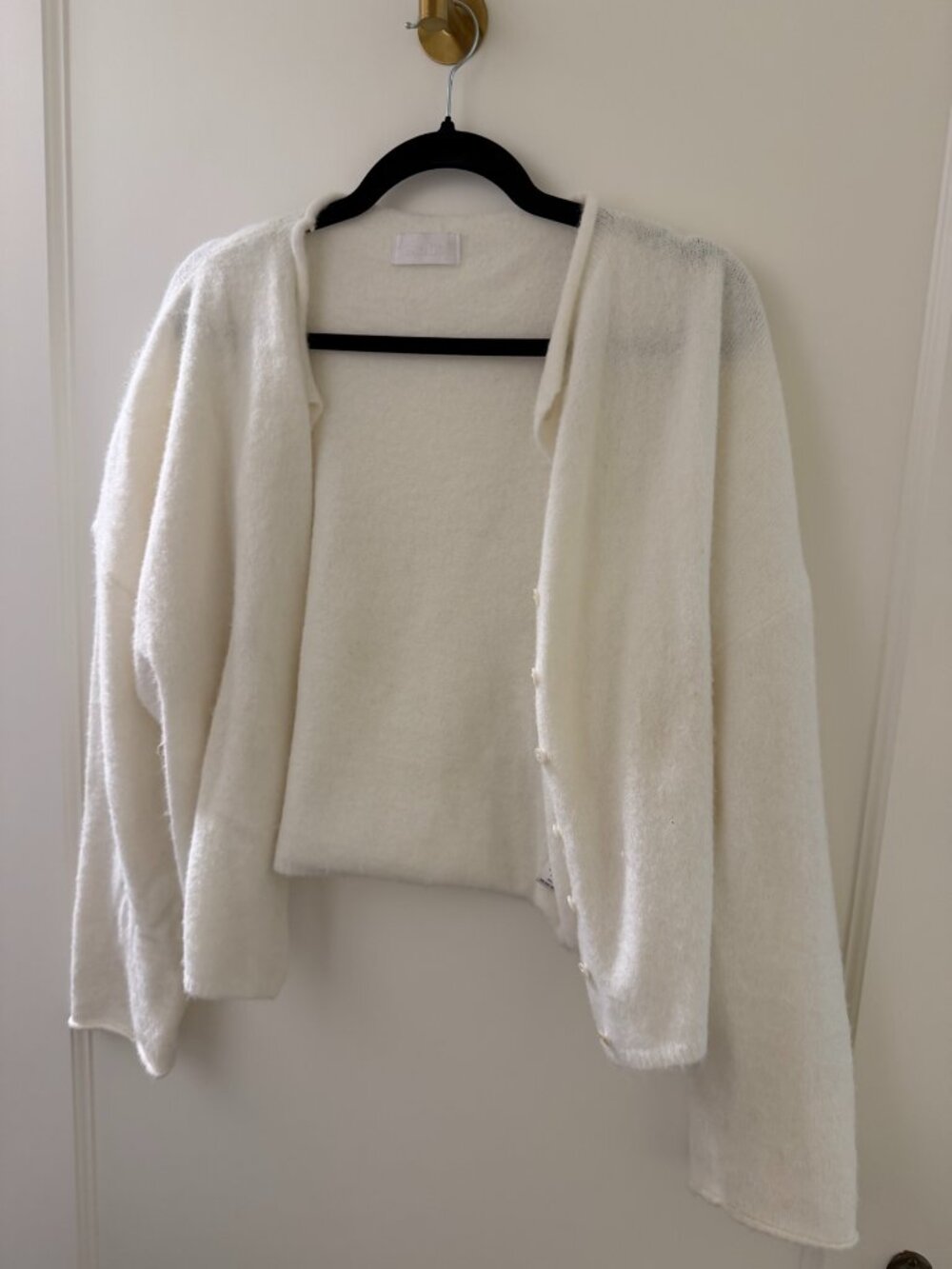 Isalis creamy white cropped cardigan - soft - OS